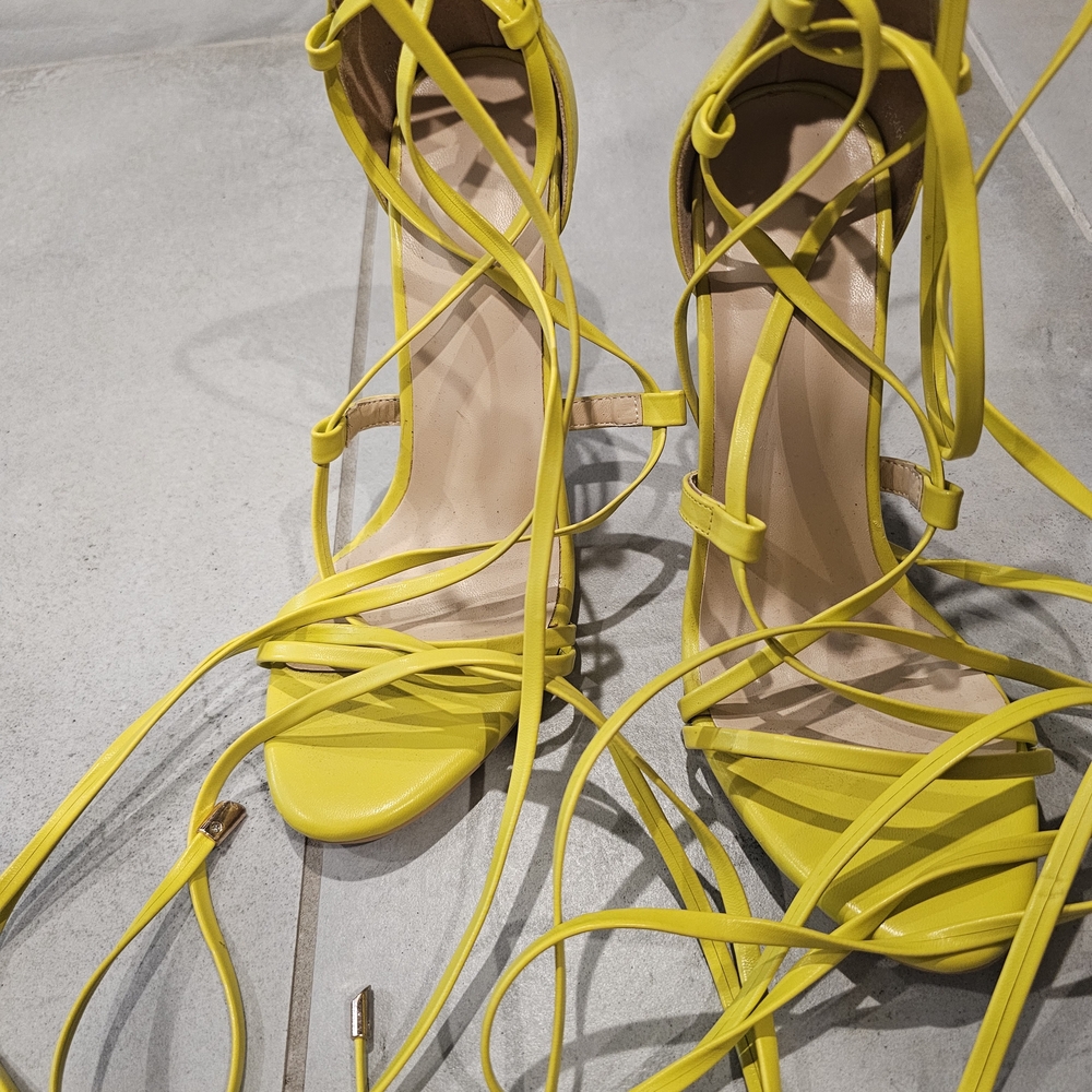 Yellow Strappy Women's Heels